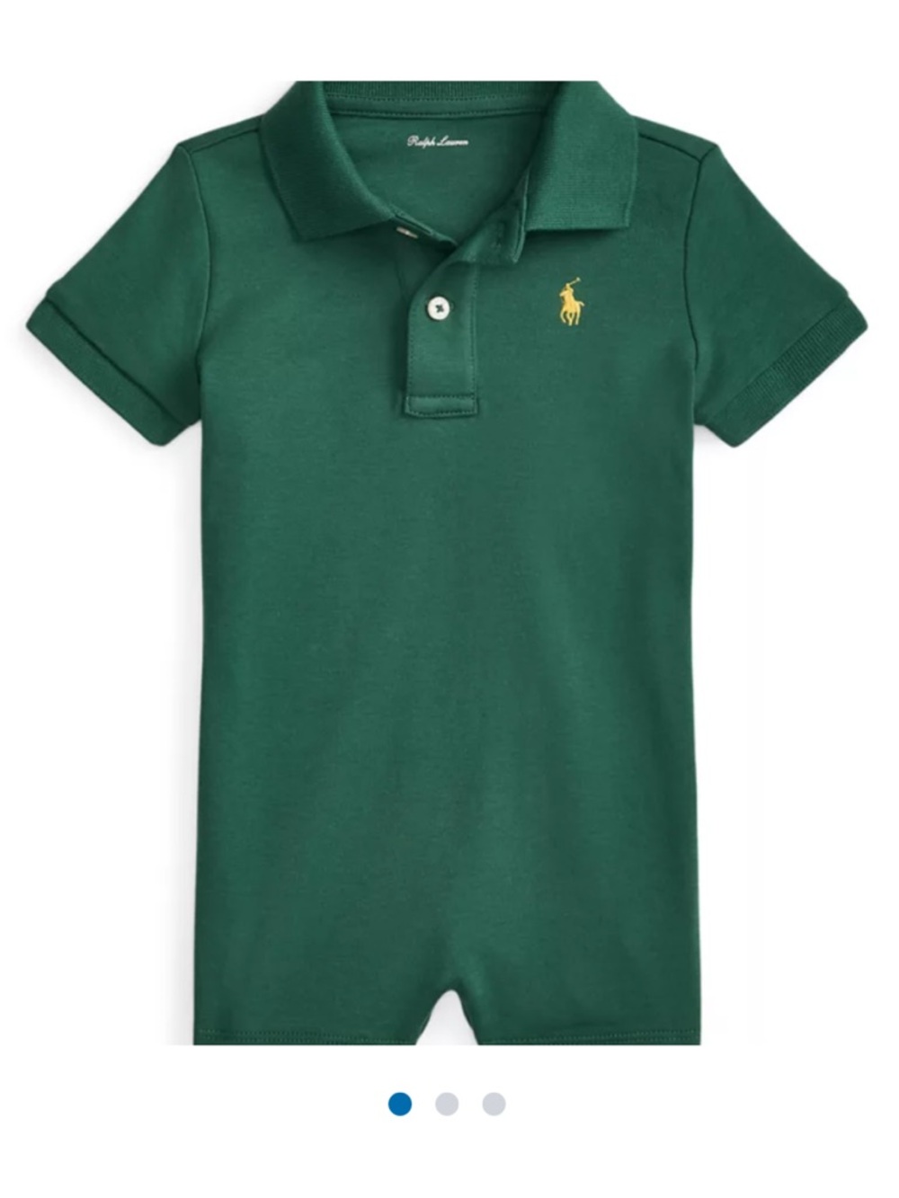 Ralph Lauren Baby Boys Green Polo Shortall - 12 months